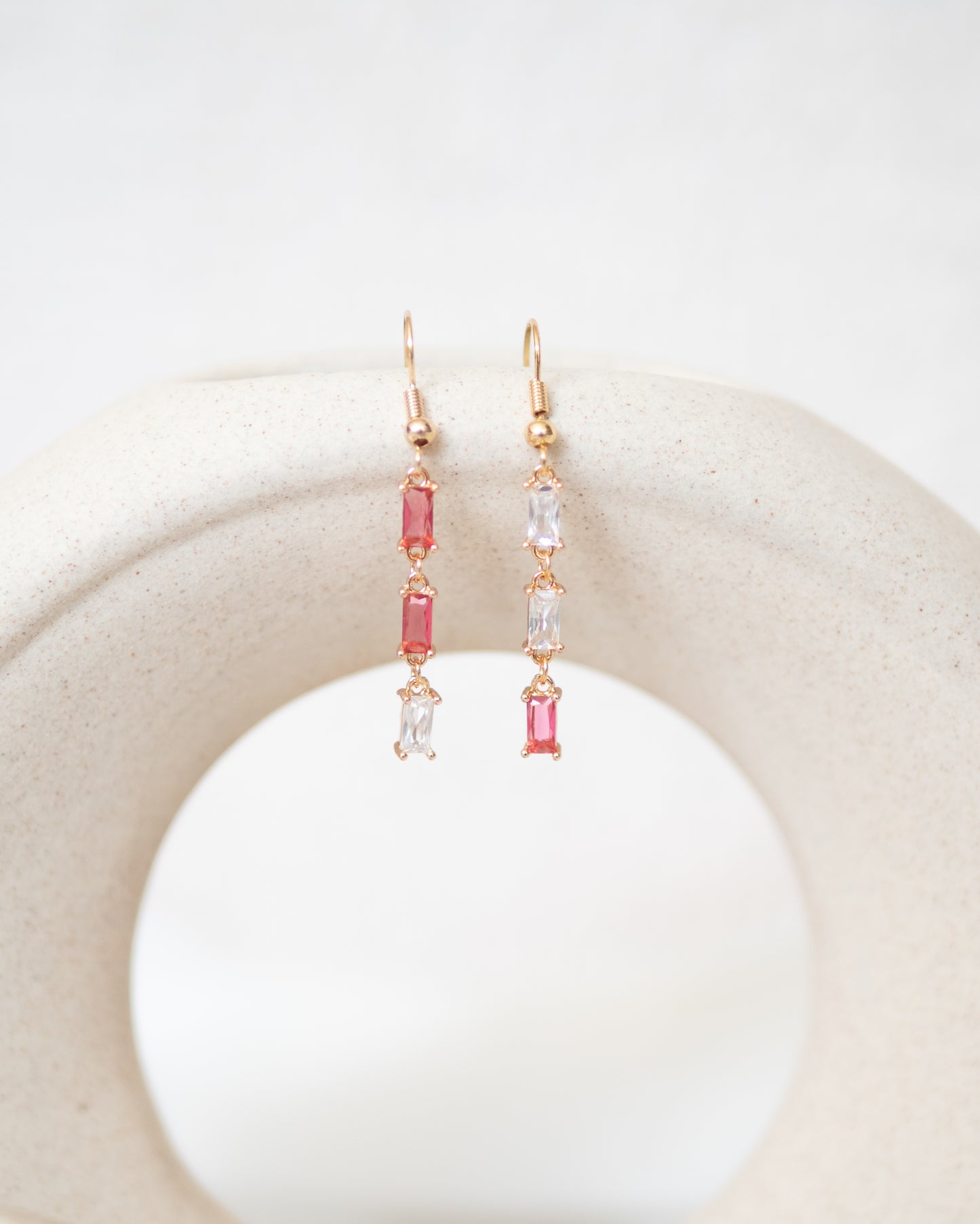 Mismatched Pink & White Earrings